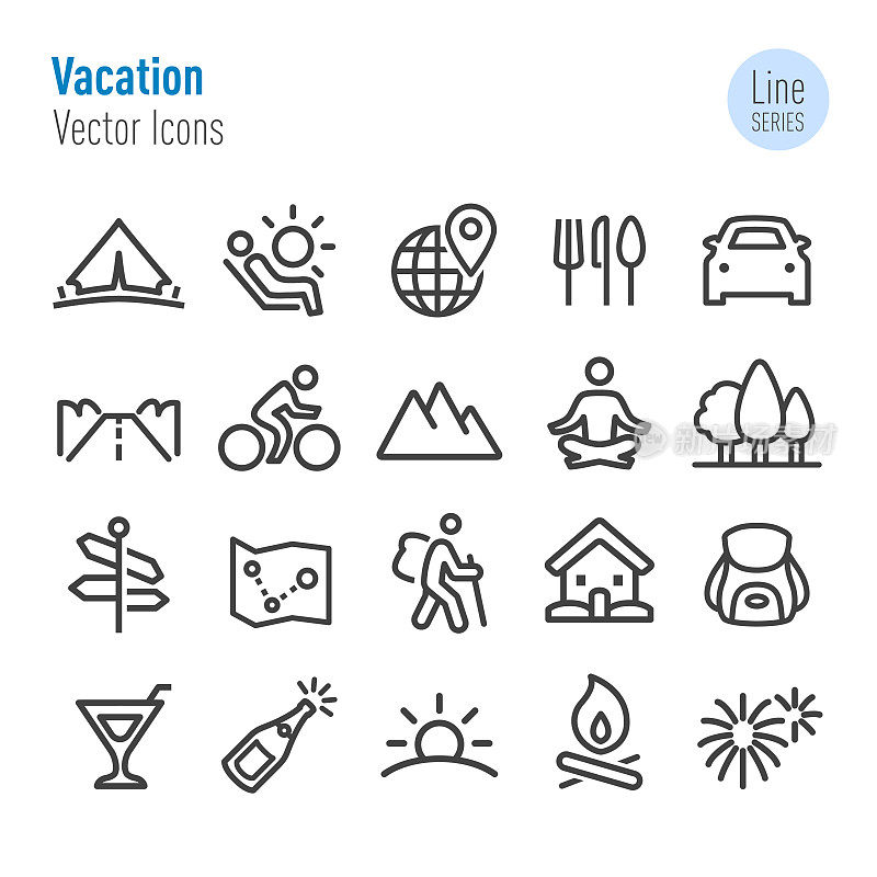 Vacation Icons - Vector Line Series